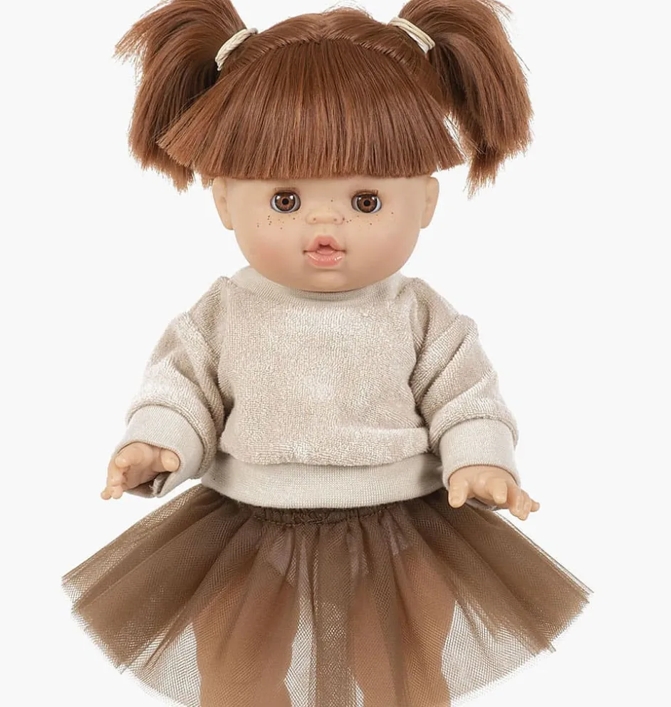 Gordi-Puppe Raphaëlle von Minikane mit braunen Schlafaugen.