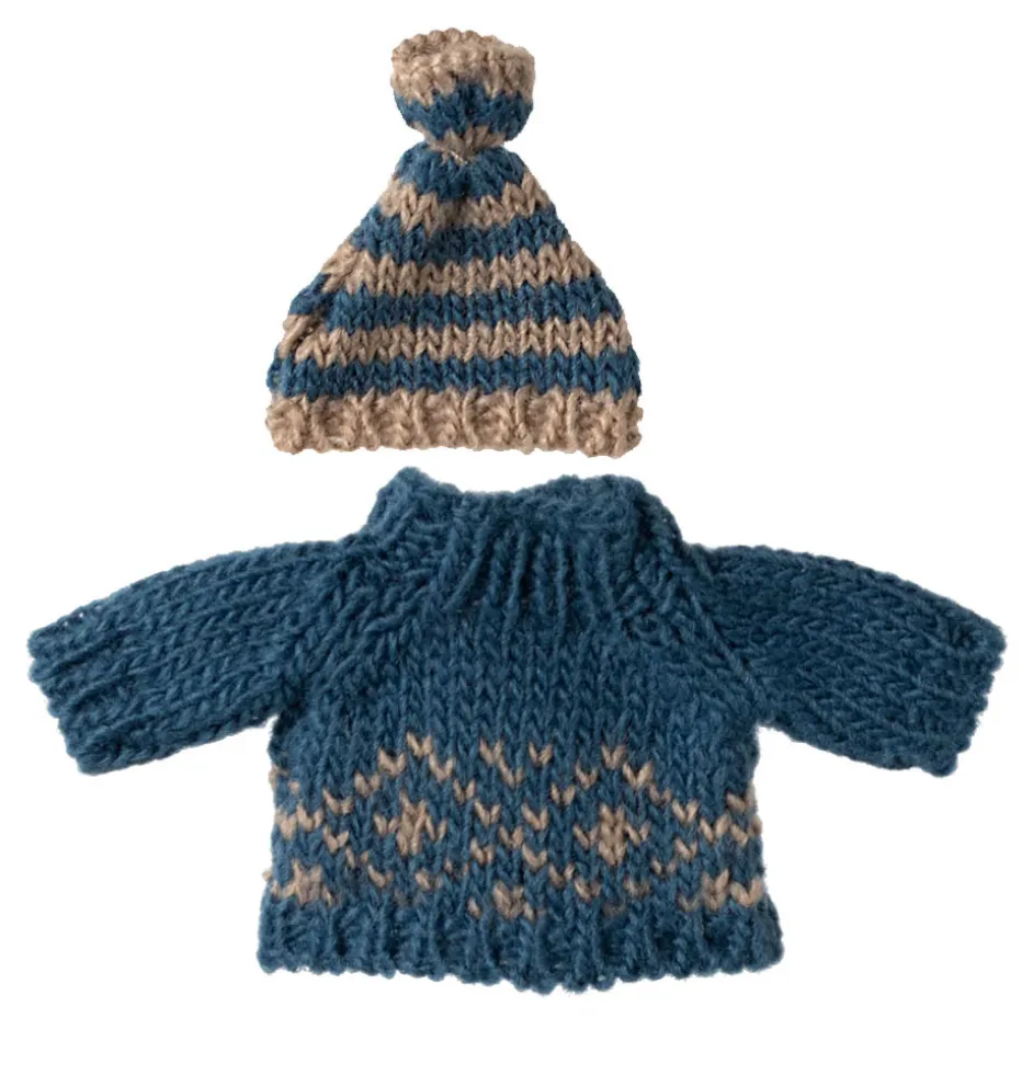 Maileg Strickpullover und Mütze für Vater Maus
