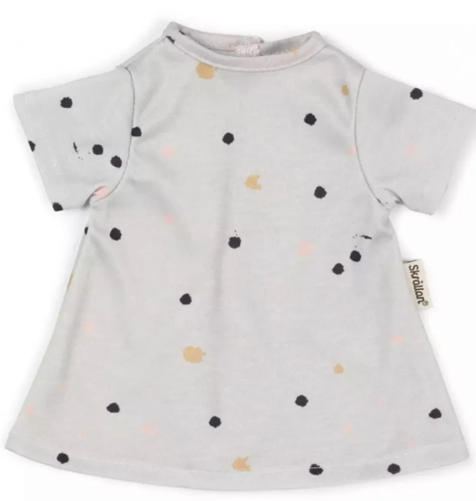 Skrållanisches graues Kleid mit Punkten für Puppen von 36 bis 40 cm